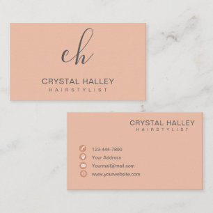 Cartão De Visita Logotipo de Cabeleireiro com Script Minimal Blush