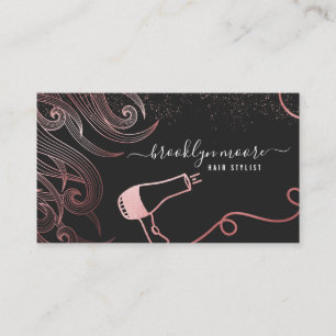 Cartão De Visita Logotipo de Cabelo Rose Gold Estilista de Cabelo