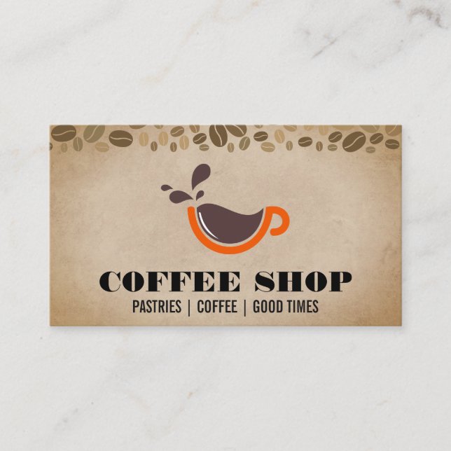 Cartão De Visita Logotipo de café aberto (Frente)
