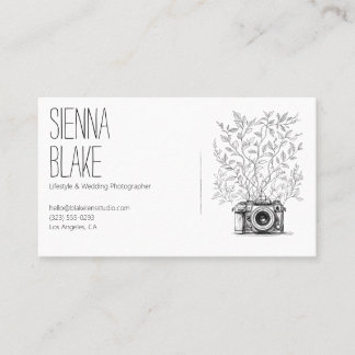 Cartão De Visita Logotipo de Câmera Botânica Código QR de Fotógrafo