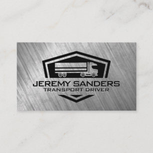Cartão De Visita Logotipo de Caminhão Semi-Reboque   Fundo Metálico