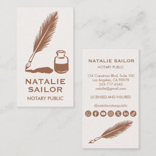 Cartão De Visita Logotipo de Caneta de Tinta Pena de Pena de Notári