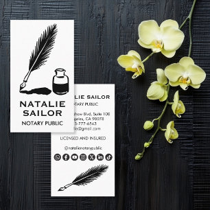 Cartão De Visita Logotipo de Caneta Tinta Pena de Pena de Quill Not
