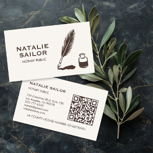 Cartão De Visita Logotipo de Caneta Tinta Pena de Pena Notário Públ