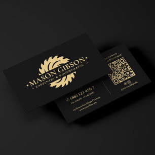Cartão De Visita Logotipo de Carpintaria de Marceneiro Moderno Pret