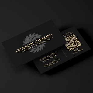 Cartão De Visita Logotipo de Carpinteiro Moderno em Preto