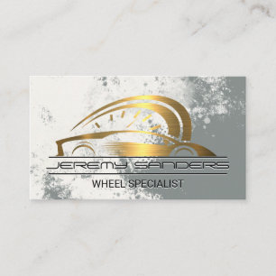 Cartão De Visita Logotipo de carro esportivo metálico dourado Auto