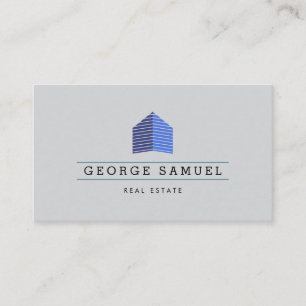 Cartão De Visita Logotipo de casa abstrato azul moderno Realtor Ash