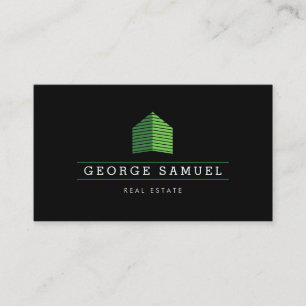 Cartão De Visita Logotipo de Casa Abstrato Verde Moderno Corretor I
