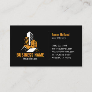 Cartão De Visita Logotipo de Casa Branca Laranja Imobiliária