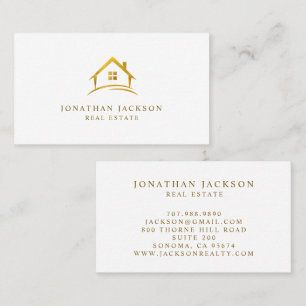 Cartão De Visita Logotipo de Casa de Imóveis de Luxo em Ouro Branco