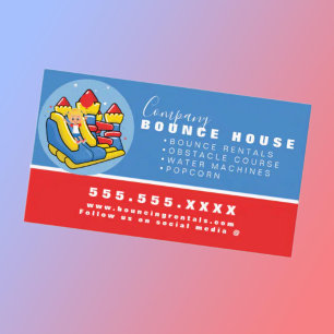 Cartão De Visita Logotipo de Casa de Rebote Aluguel de Festa Azul V