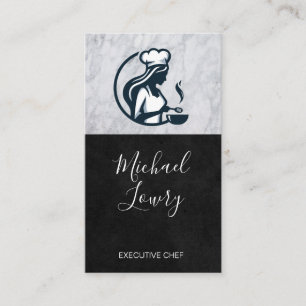 Cartão De Visita Logotipo de Chef Feminina Cozinhando   Restaurante