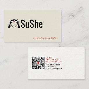Cartão De Visita Logotipo de Chef Japonês Código QR