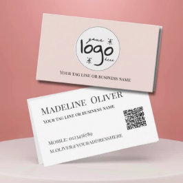 Cartão De Visita Logotipo de código QR - Blush simples moderno