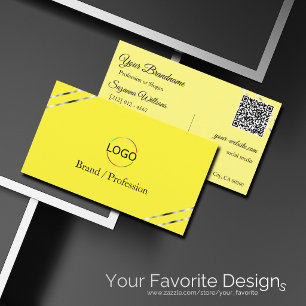 Cartão De Visita Logotipo de código QR com linhas prateadas em amar