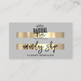 Cartão De Visita Logotipo de código QR Compro online Cinza Dourada 