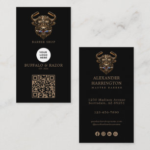 Cartão De Visita Logotipo de Código Qr da Loja de Cabeleireiro Búfa