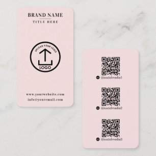 Cartão De Visita Logotipo de código QR de contato digital cor-de-ro