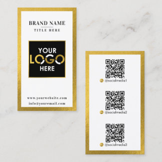 Cartão De Visita Logotipo de código QR de contato digital Dourado
