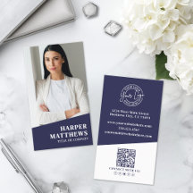 Logotipo de Código QR de Foto Azul Marinho Vertica