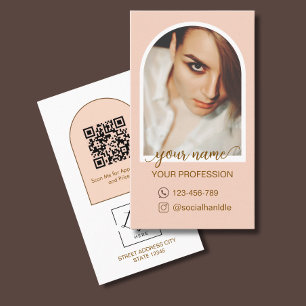 Cartão De Visita Logotipo de código QR de foto cor-de-rosa de arqui