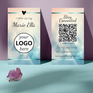 Cartão De Visita Logotipo de Código QR de Foto Coração do Padrão do