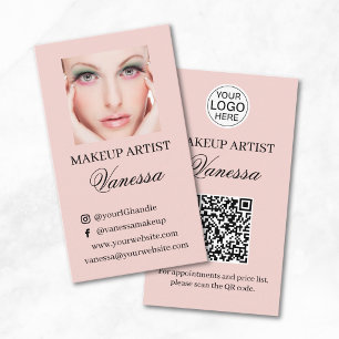 Cartão De Visita Logotipo de Código QR de Foto de Maquiagem Artísti