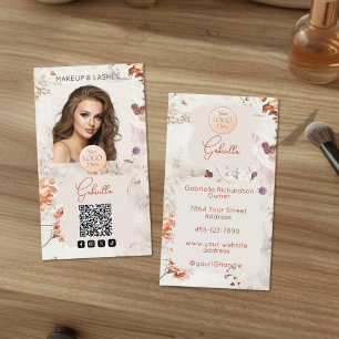 Cartão De Visita Logotipo de Código QR de Foto de Maquiagem em Aqua