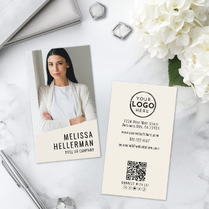 Cartão De Visita Logotipo de Código QR de Foto Profissional Vertica