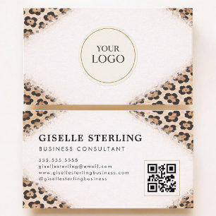 Cartão De Visita Logotipo de Código QR de Impressão de Leopardo Che