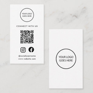 Cartão De Visita Logotipo de Código QR de Mídia Social Moderno Mini