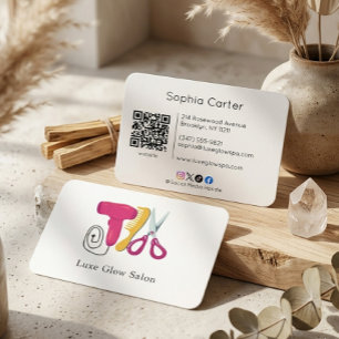 Cartão De Visita Logotipo de Código QR de Pente de Salão de Cabelos