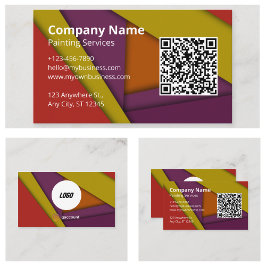 Cartão De Visita Logotipo de Código QR de Pintor Colorido Legal