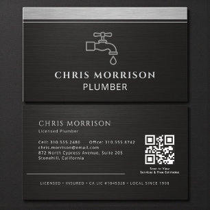 Cartão De Visita Logotipo de Código QR de Torneira de Encanaamento
