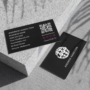 Cartão De Visita Logotipo de código QR digitalizável para mídia soc