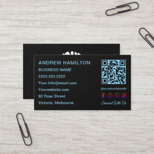 Cartão De Visita Logotipo de código QR digitalizável para mídia soc