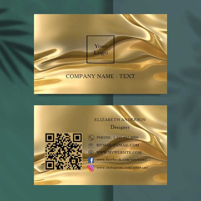 Cartão De Visita logotipo de código qr Dourado (Criador carregado)