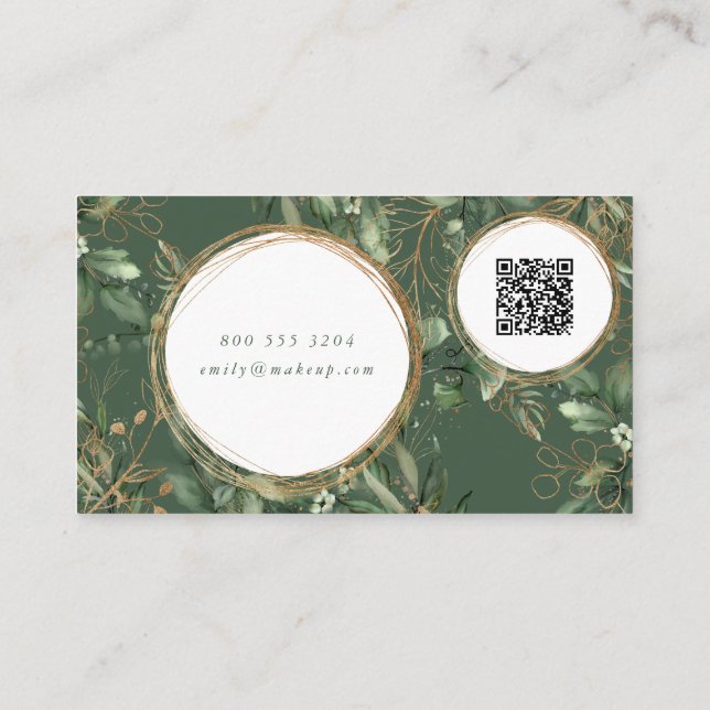 Cartão De Visita LOGOTIPO DE CÓDIGO QR Elegante Eucalyptus Círculos (Verso)