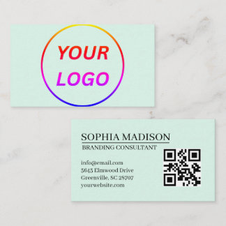 Cartão De Visita Logotipo de Código QR Escaneável Minimalista Branc