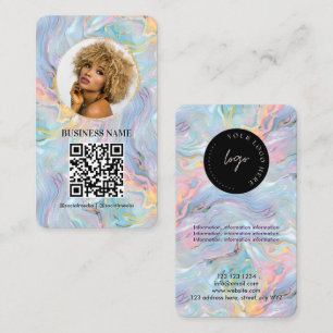 Cartão De Visita Logotipo de Código QR Girly Holográfico com Redemo
