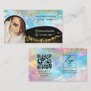 Cartão De Visita Logotipo de código qr holográfico de arco moderno
