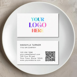 Cartão De Visita Logotipo de Código QR Minimalista 