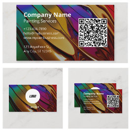 Cartão De Visita Logotipo de Código QR Minimalista Elegante