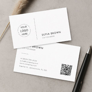 Cartão De Visita Logotipo de Código QR Minimalista Moderno