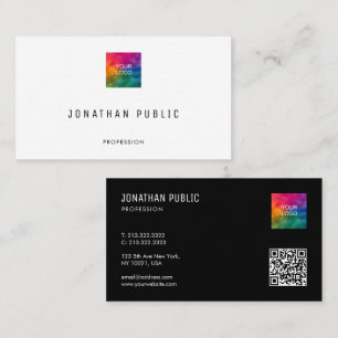 Cartão De Visita Logotipo de código QR para Modelo simples e elegan