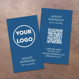 Cartão De Visita Logotipo de código QR personalizado azul moderno