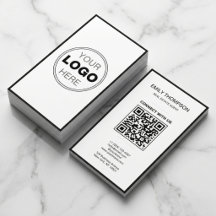 Logotipo de Código QR Preto Branco Minimalista Mod