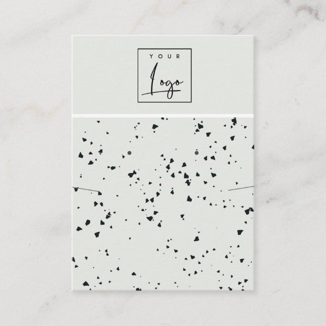 Cartão De Visita Logotipo de colar de textura negro Terrazzo (Frente)