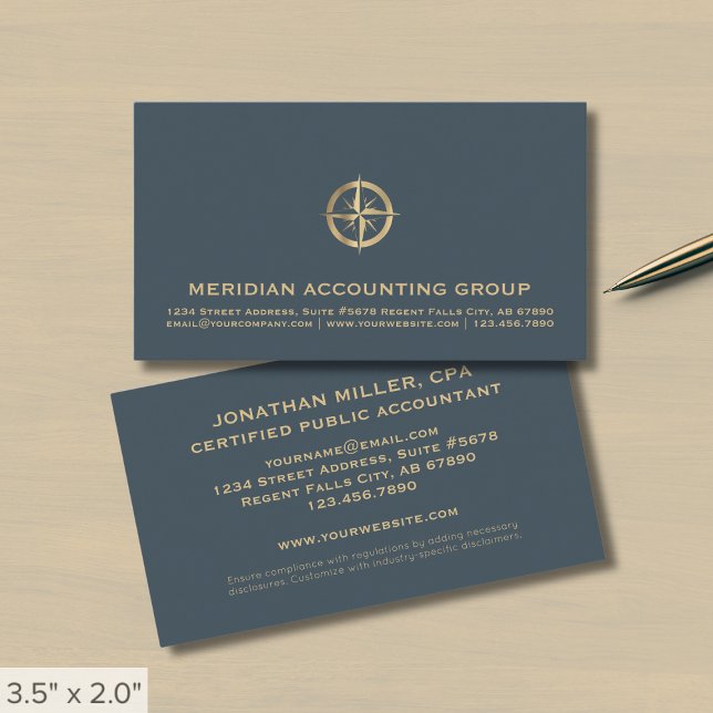 Cartão De Visita Logotipo de Compass Profissional Simples (Criador carregado)